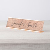 Leichte Rose Gold Imitate Forelle Textur Schreibtischnamensplakette (Vorderseite )