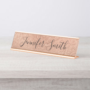Leichte Rose Gold Imitate Forelle Textur Schreibtischnamensplakette