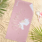Leichte Rose Rosa Weißes magisches Einhorn Strandtuch