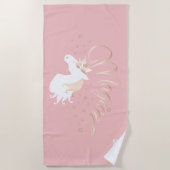 Leichte Rose Rosa Weißes magisches Einhorn Strandtuch (Vorderseite)