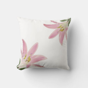 Leichte Rosen-Gold-Amaryllis-Blumen auf Weiß Kissen