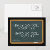 Leichte Schule, hartes Leben - harte Schule, einfa Postkarte (Vorne/Hinten)