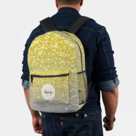 Leichte, silbergraue Imitate glänzen Monogramm Bedruckter Rucksack