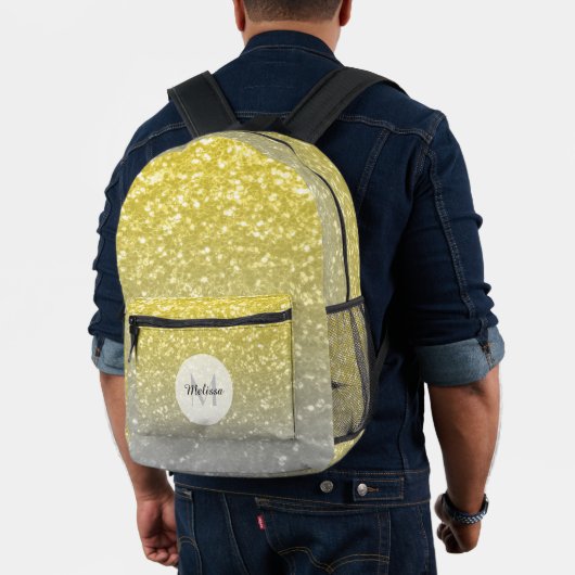 Leichte, silbergraue Imitate glänzen Monogramm Bedruckter Rucksack (Insitu (Modell))