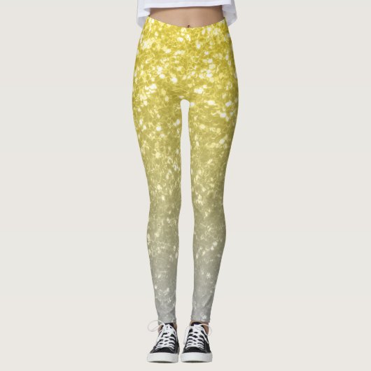 Leichte, silbergraue Imitate Glitzern Leggings (Vorderseite)