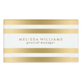 Leichte Streifen aus Gold und Weiß Modernes Design Namenschild (Vorderseite)