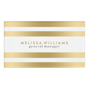 Leichte Streifen aus Gold und Weiß Modernes Design Namenschild