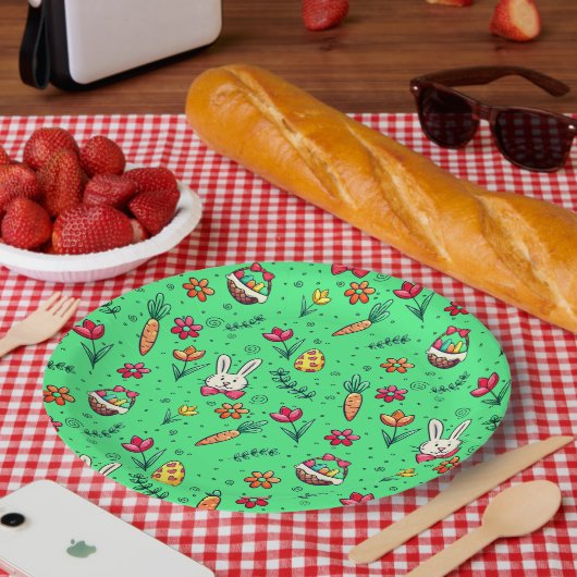 Leichte Teller für grüne Ostermuster (Picknick)