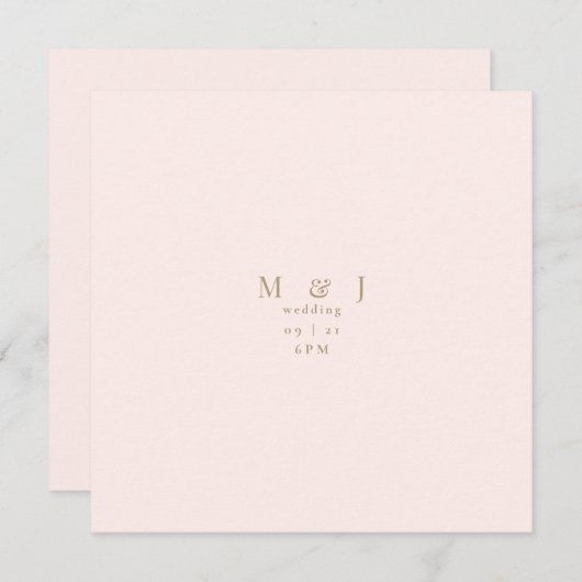 Leichte und einfache Hochzeit am modernen Blush Sq Einladung (Vorne/Hinten)