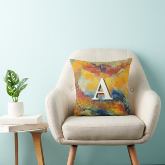 Leichte und farbenfrohe Abstrakt Art Monogram Kissen