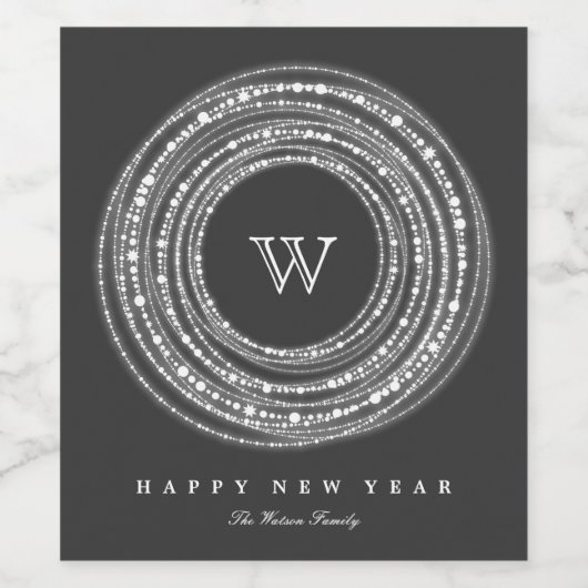 Leichte und helle Glitzern Circles Monogramm Urlau Weinetikett (Einzelnes Label)