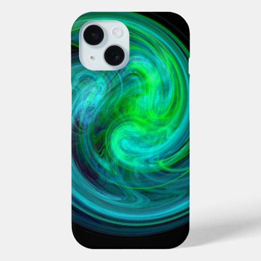 LEICHTE VORTEX,Abstrakt blaugrüne Fraktal-Waves Case-Mate iPhone Hülle (Rückseite)