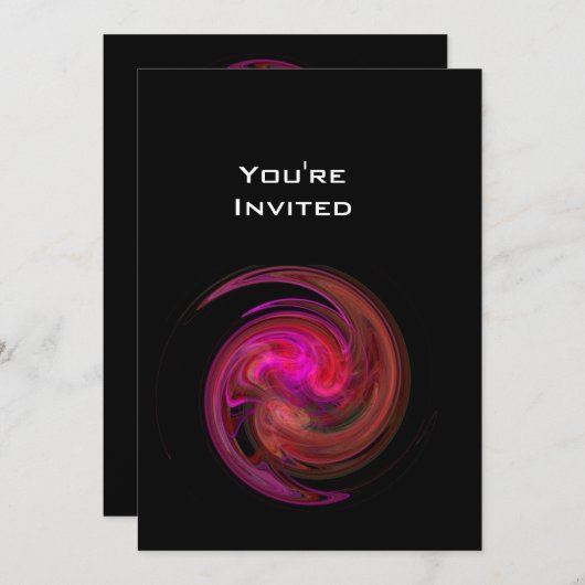 LEICHTE VORTEX hellrot violett lila schwarz Einladung (Vorne/Hinten)