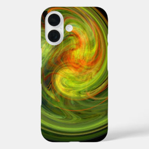 LEICHTE VORTEX Lebhafte Gelborange Fraktal Waves iPhone 16 Hülle