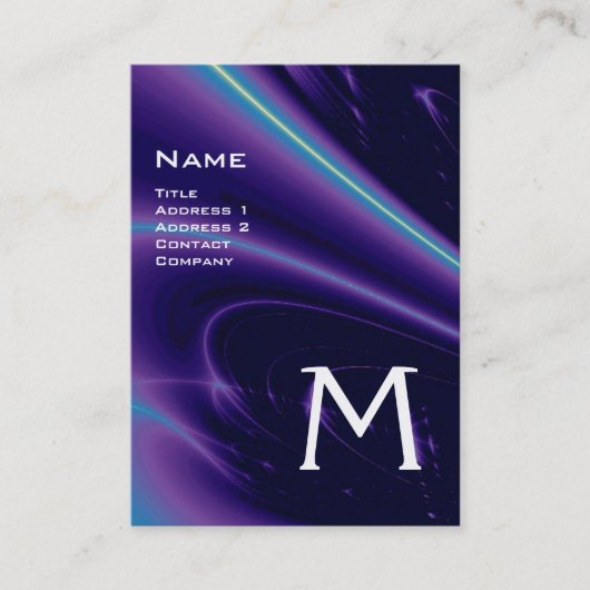 LEICHTE WELLEN 2 MONOGRAMM lila violett-blau Visitenkarte (Vorderseite)