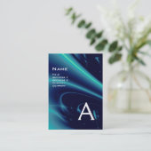 LEICHTE WELLEN 2 MONOGRAMM lila violett-blau Visitenkarte (Stehend Vorderseite)