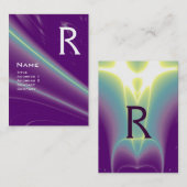 LEICHTE WELLEN 2 MONOGRAMM lila violett, weiß Visitenkarte (Vorne/Hinten)