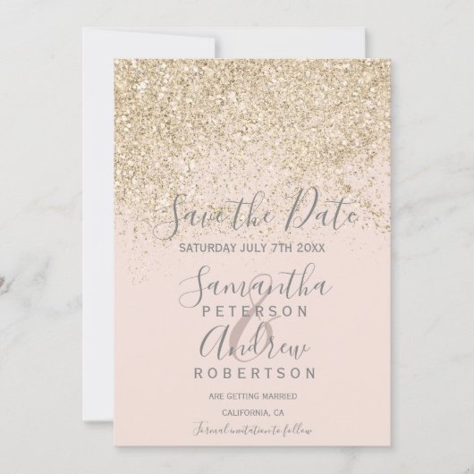 leichter Glitzer-Rost Save the Date Hochzeit (Vorderseite)