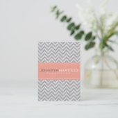 Leichter, grauer und orangefarbener Zickzack Muste Visitenkarte (Stehend Vorderseite)