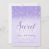 Leichter Lila Glitzer, süß 16 Einladungen (Vorderseite)