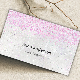 Leichter Luxus Weiß Perle Rosa Faux Glitter Visitenkarte