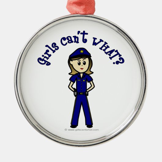 Leichter Polizist Silbernes Ornament (Vorne)