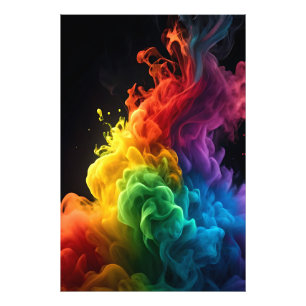 Leichter Regenbogenfarbenrauchwolke schwarzer Hint Fotodruck