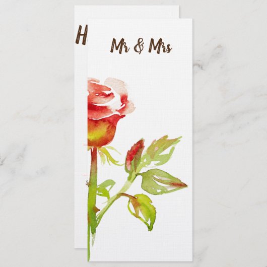 Leichter Rosenentwurf Einladung (Vorne/Hinten)