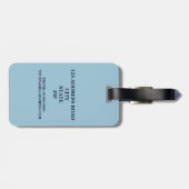 Leichtes Blau und Navy Strip Laurel Wreath Monogra Gepäckanhänger (Rückseite horizontal)