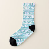 Leichtes blaues griechisches Windungs-Muster auf Socken (Links - Außen)