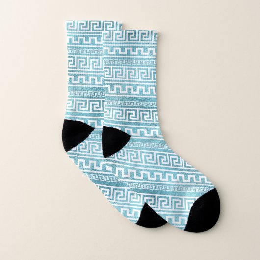 Leichtes blaues griechisches Windungs-Muster auf Socken (Paar)