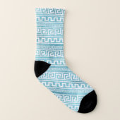 Leichtes blaues griechisches Windungs-Muster auf Socken (Links - Innen)