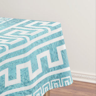 Leichtes blaues griechisches Windungs-Muster auf Tischdecke