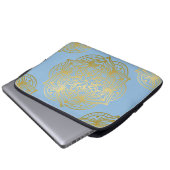 Leichtes blaues und goldenes Mandala-Musterpapier Laptopschutzhülle (Vorne Knopf)