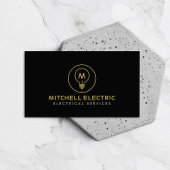 LEICHTES BULB-MONOGRAM-LOGO auf SCHWARZ für ELEKTR Visitenkarte