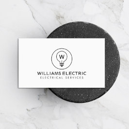 LEICHTES BULB-MONOGRAM-LOGO auf WEISS für ELEKTRIZ Visitenkarte