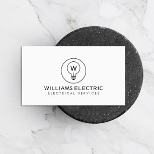 LEICHTES BULB-MONOGRAM-LOGO auf WEISS für ELEKTRIZ Visitenkarte
