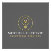 LEICHTES BULB-MONOGRAMM-LOGO für ELEKTRIZITÄTEN Poster (Vorderseite)