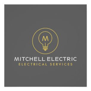 LEICHTES BULB-MONOGRAMM-LOGO für ELEKTRIZITÄTEN Poster
