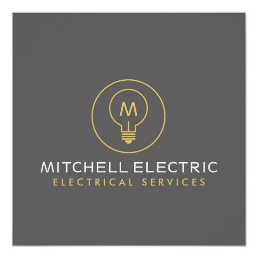 LEICHTES BULB-MONOGRAMM-LOGO für ELEKTRIZITÄTEN Poster (Vorderseite)