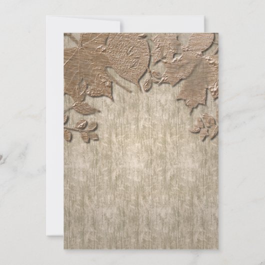 Leichtes Gold und Weißholz Rustikale Herbsteinladu Einladung (Rückseite)
