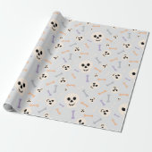 Leichtes graues Wrapping Paper mit Skullen und Kno Geschenkpapier (Ungerollt)