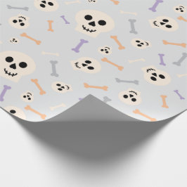 Leichtes graues Wrapping Paper mit Skullen und Kno Geschenkpapier