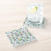 Leichtes hübsches Sommerblumenmuster Glasuntersetzer (Schrägansicht)