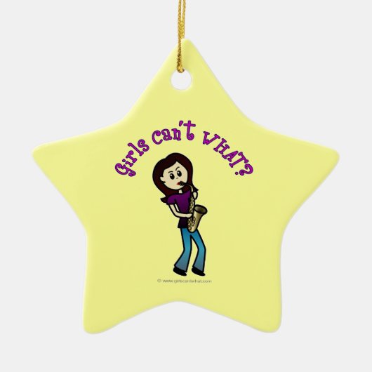 Leichtes Mädchen Saxophon Keramik Ornament (Vorne)