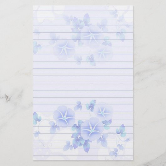 Leichtes Papier mit Hübschen blauen Blumen (Vorderseite)