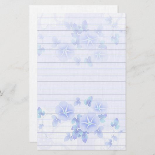 Leichtes Papier mit Hübschen blauen Blumen (Vorne/Hinten)