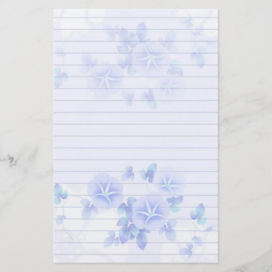 Leichtes Papier mit Hübschen blauen Blumen (Vorderseite)