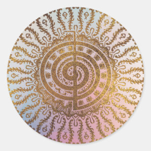 Leichtes Pastell und GoldChoku Rei Symbol in der Runder Aufkleber