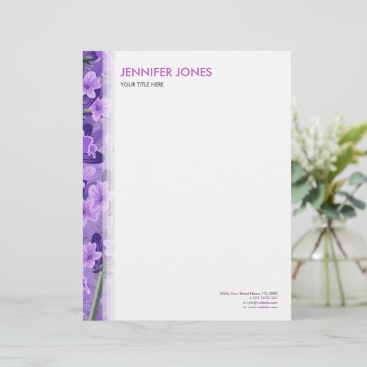 Leichtes Pastelllavendel-Muster Briefbogen (Stehend Vorderseite)